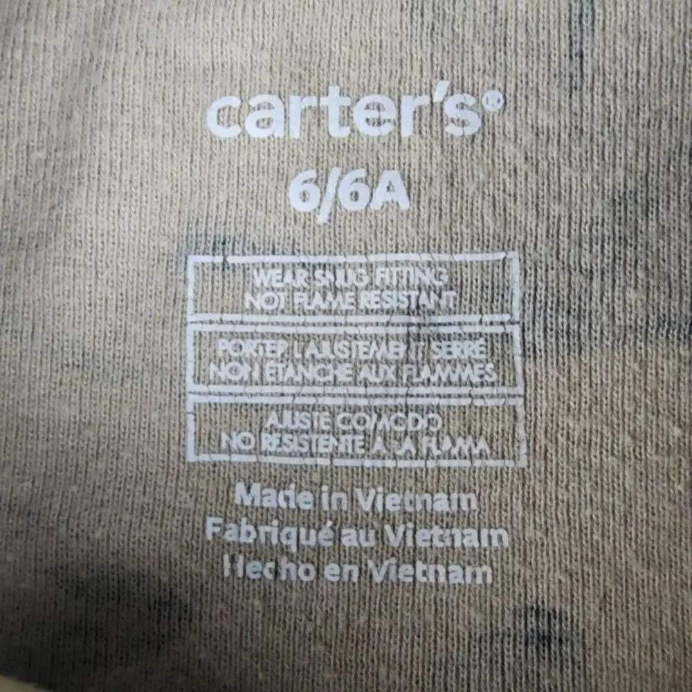 Carter's Shirt Youth 6 Beige Blue Shark Allover Graphic Tee Short Sleeve Cotton